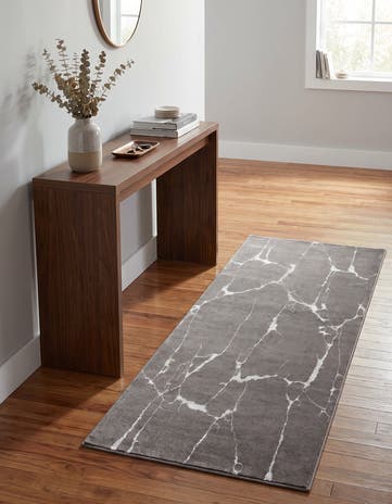 Gray and Silver Vogue Geo Runner Rug