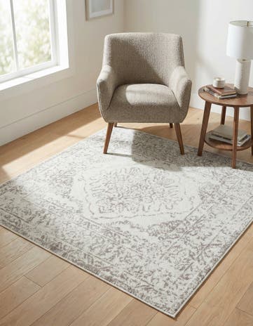 Ivory Oxford Square Rug