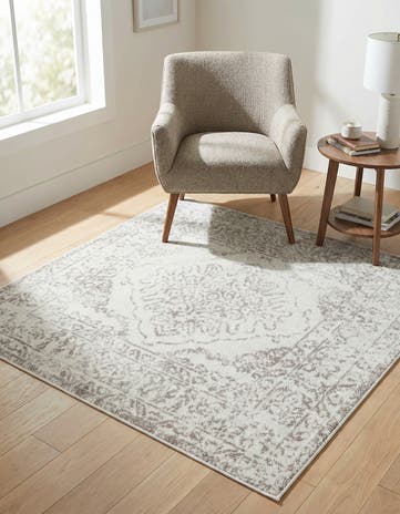 Ivory Oxford Square Rug