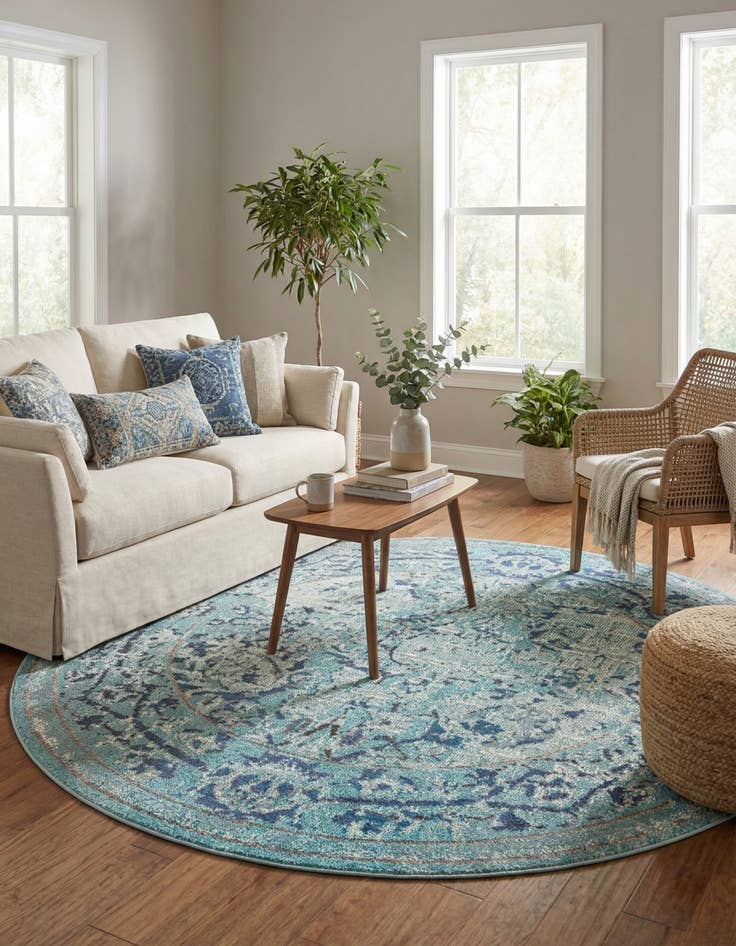 Detail image of 6' x 6' Washable Fleur Round Rug