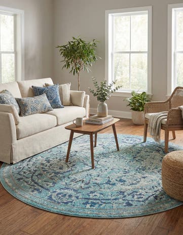 6' x 6' Washable Fleur Round Rug