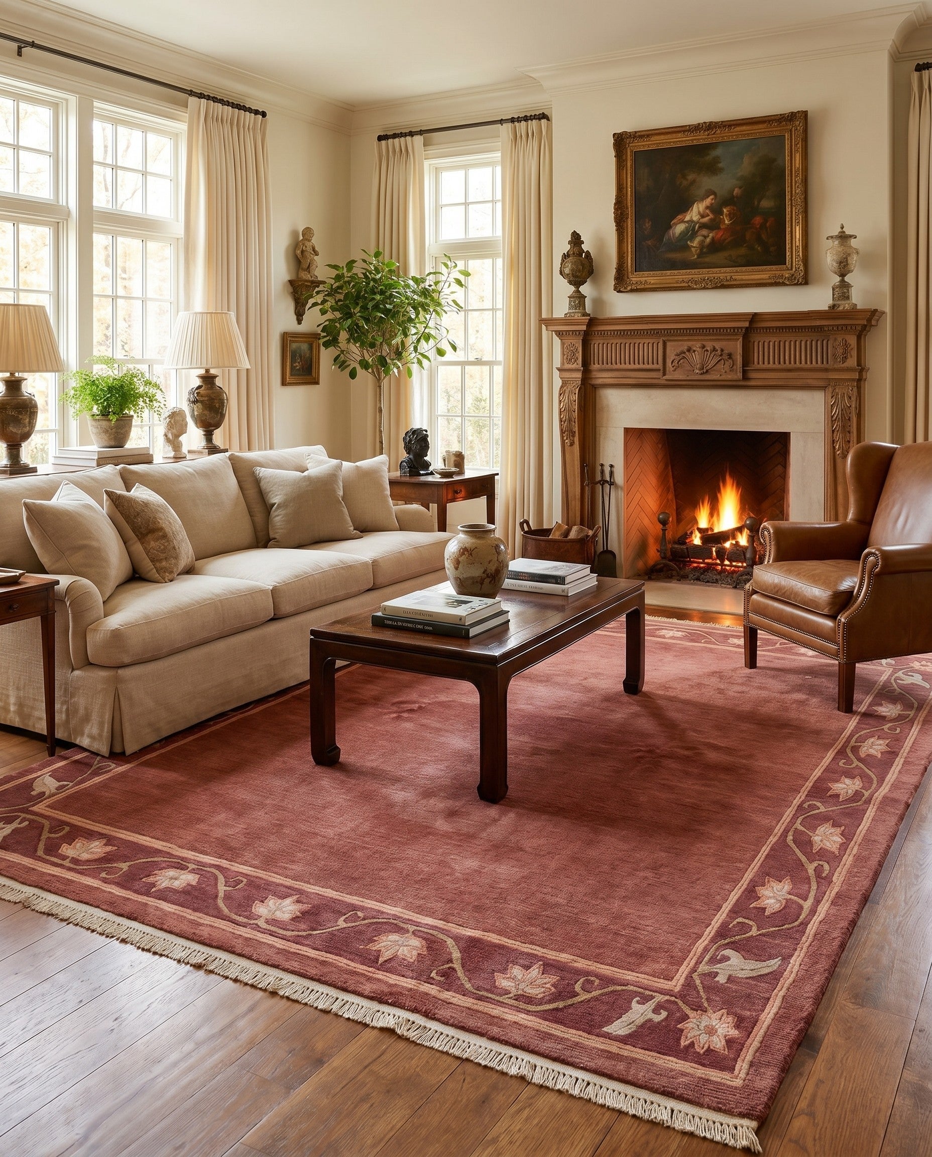 6' 8 x 7' 11 Hand Knotted Nepal Wool Square Rug