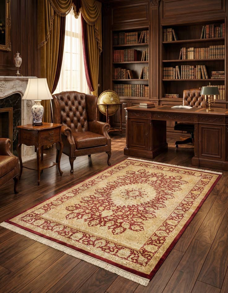 Detail image of 3' 3 x 4' 11 Ghom Silk Rug