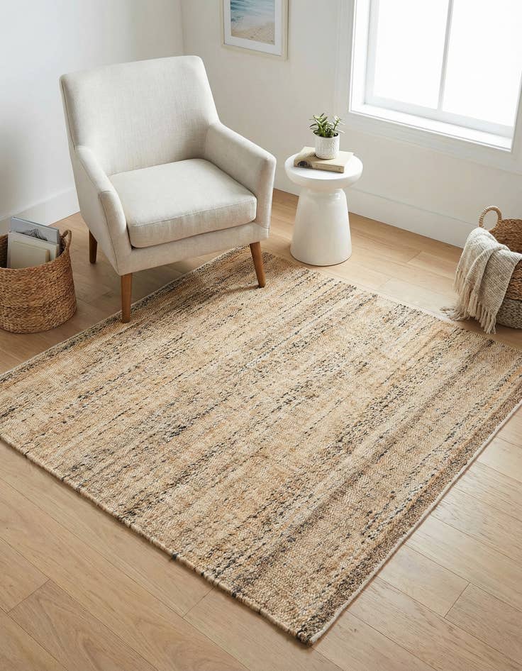 Detail image of 4' 1 x 4' 1  Hand Woven Palm Beach Jute Square Rug