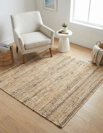Palomino Ivory Hand Woven Palm Beach Jute Square Rug