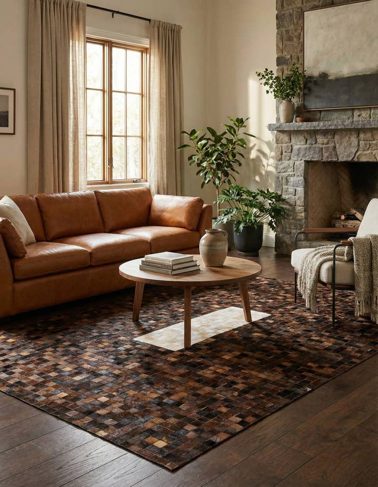 Detail image of 5' x 7' 10 Cowhide Stocks Rug