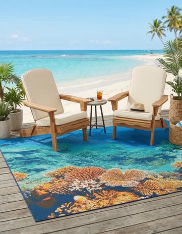 5' 3 x 8' Easy-Clean Coastal Indoor / Outdoor Rug