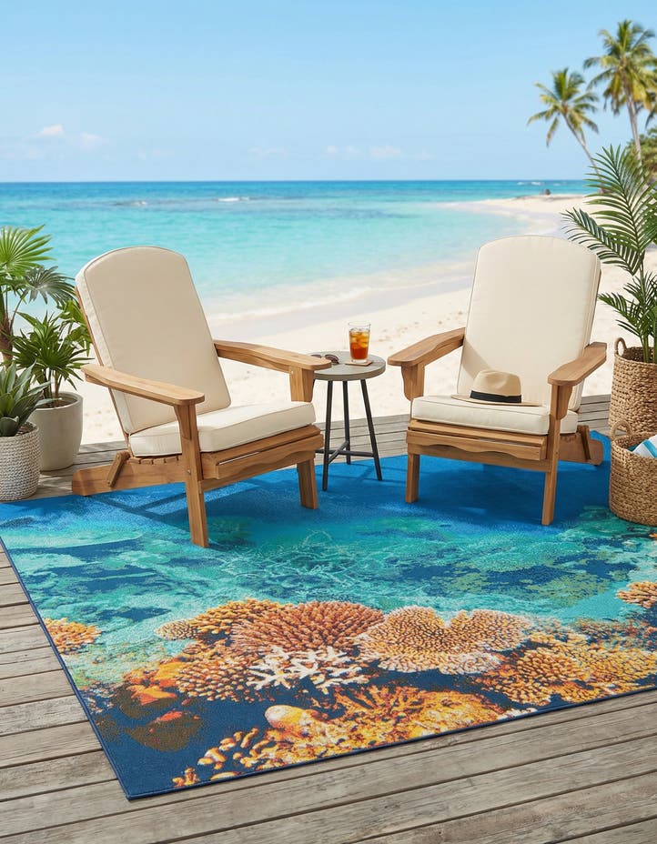 5' 3 x 8' Easy-Clean Coastal Indoor / Outdoo...