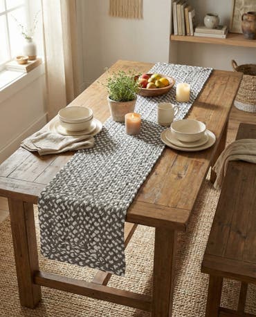  1' 2 x 5' 1  Hand Braided Chindi Table Runner Rug