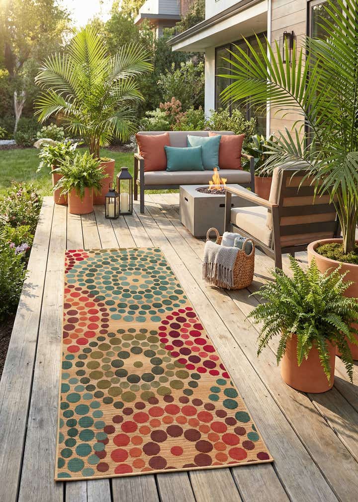 2' 7 x 7' Easy-Clean Modern Indoor / Outdoor Runner Rug