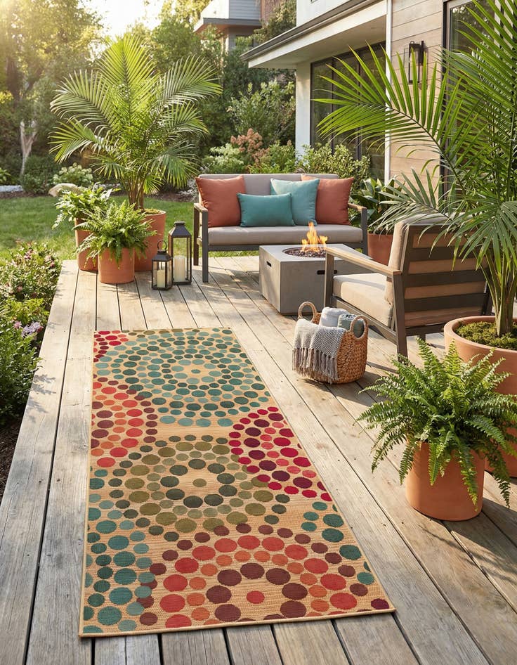 Detail image of 2' 7 x 7' Washable Modern Indoor / Outdoor Runner Rug