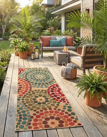 2' 7 x 7' Easy-Clean Modern Indoor / Outdoor Runner Rug