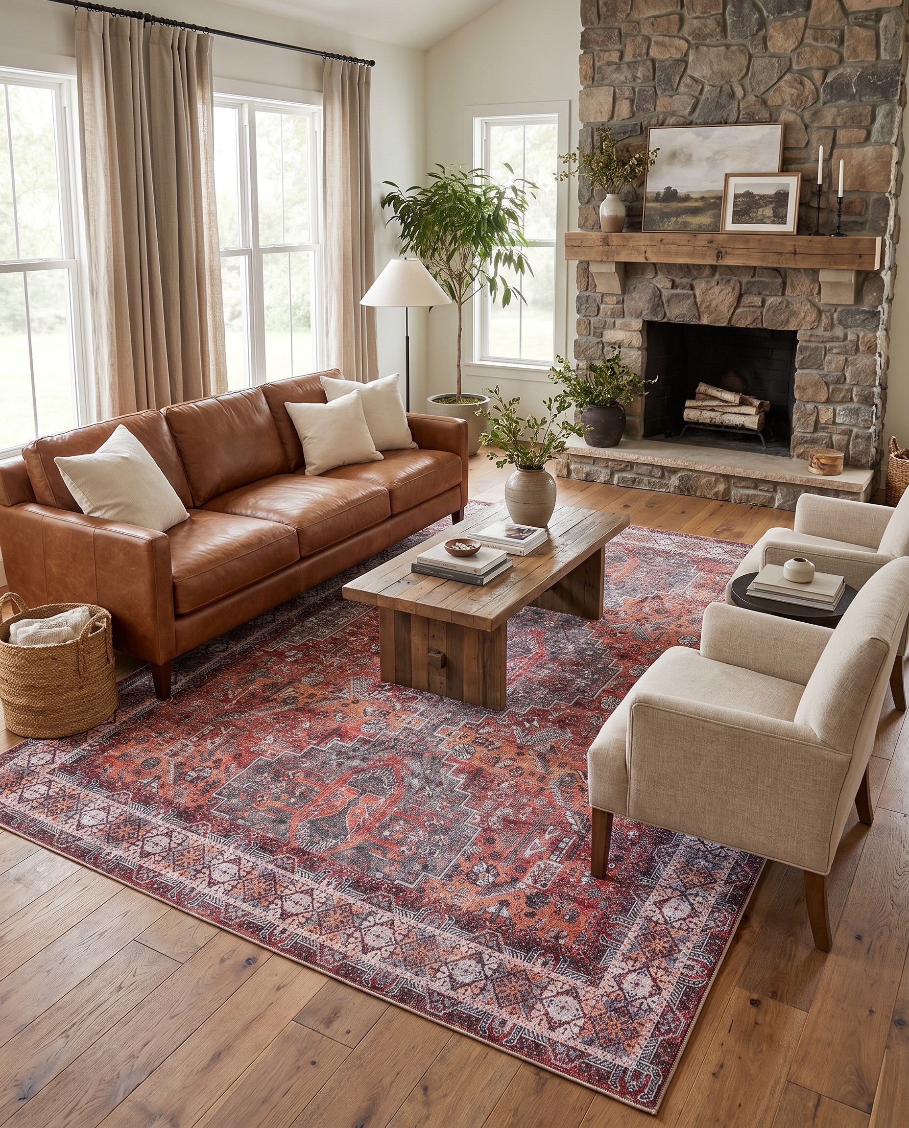 Rust Red Washable Timeless Rug