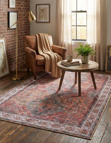 Rust Red Washable Timeless Rug