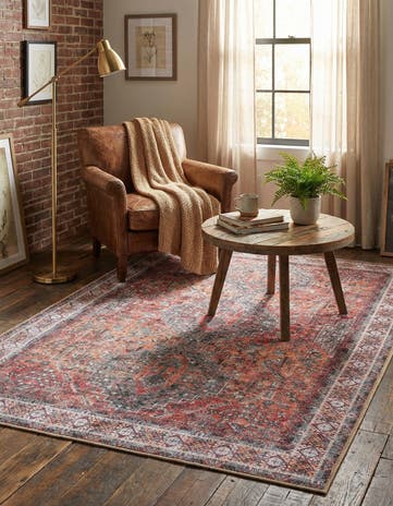 Rust Red Washable Timeless Rug