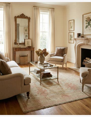 5' 4 x 6' 10 Hand Knotted Oushak Wool Rug