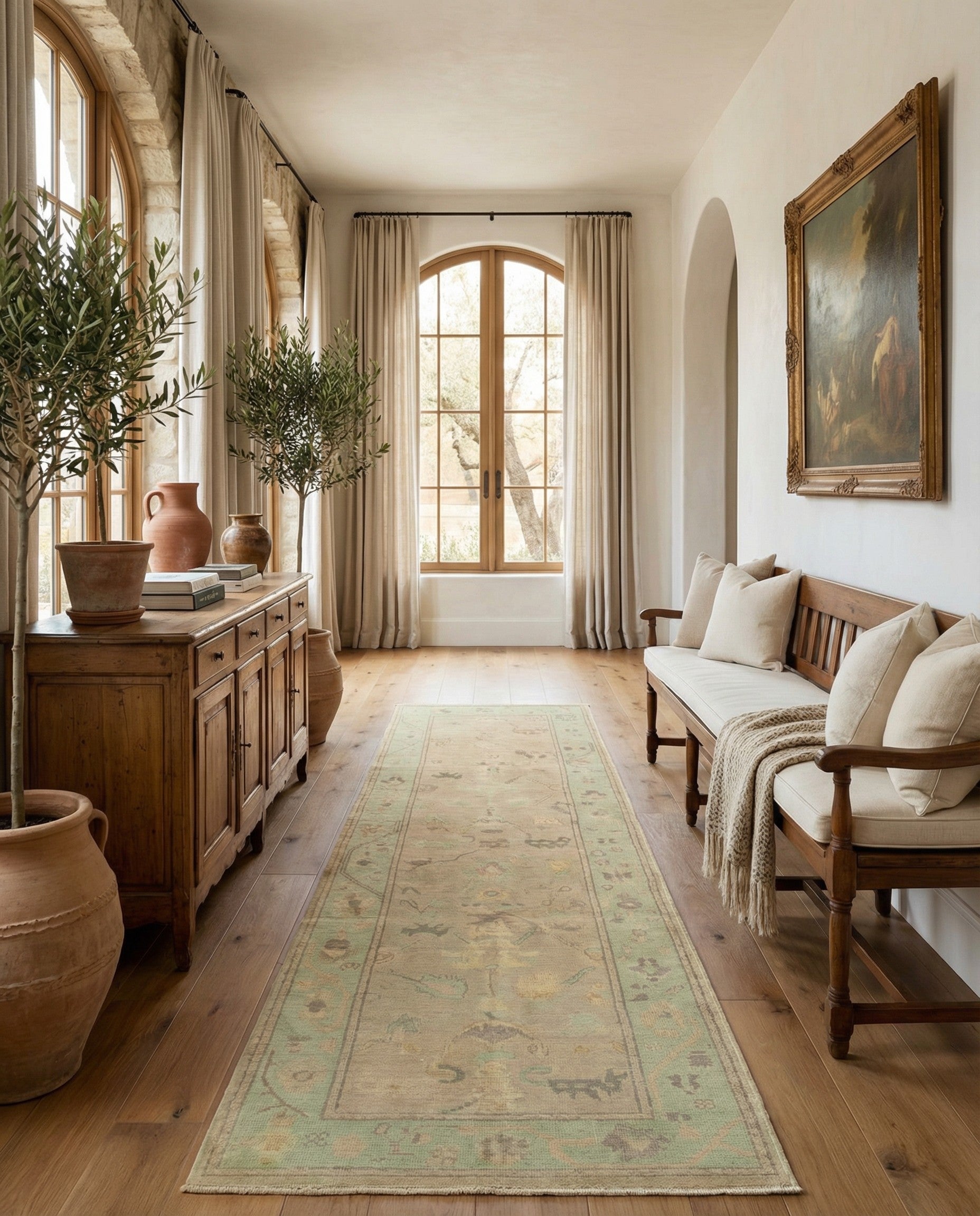 2' 7 x 9' 8 Hand Knotted Oushak Wool Runner Rug