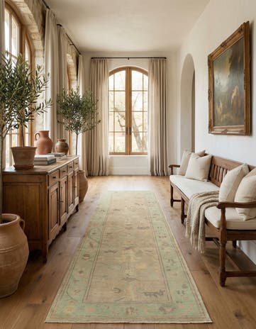 2' 7 x 9' 8 Hand Knotted Oushak Wool Runner Rug