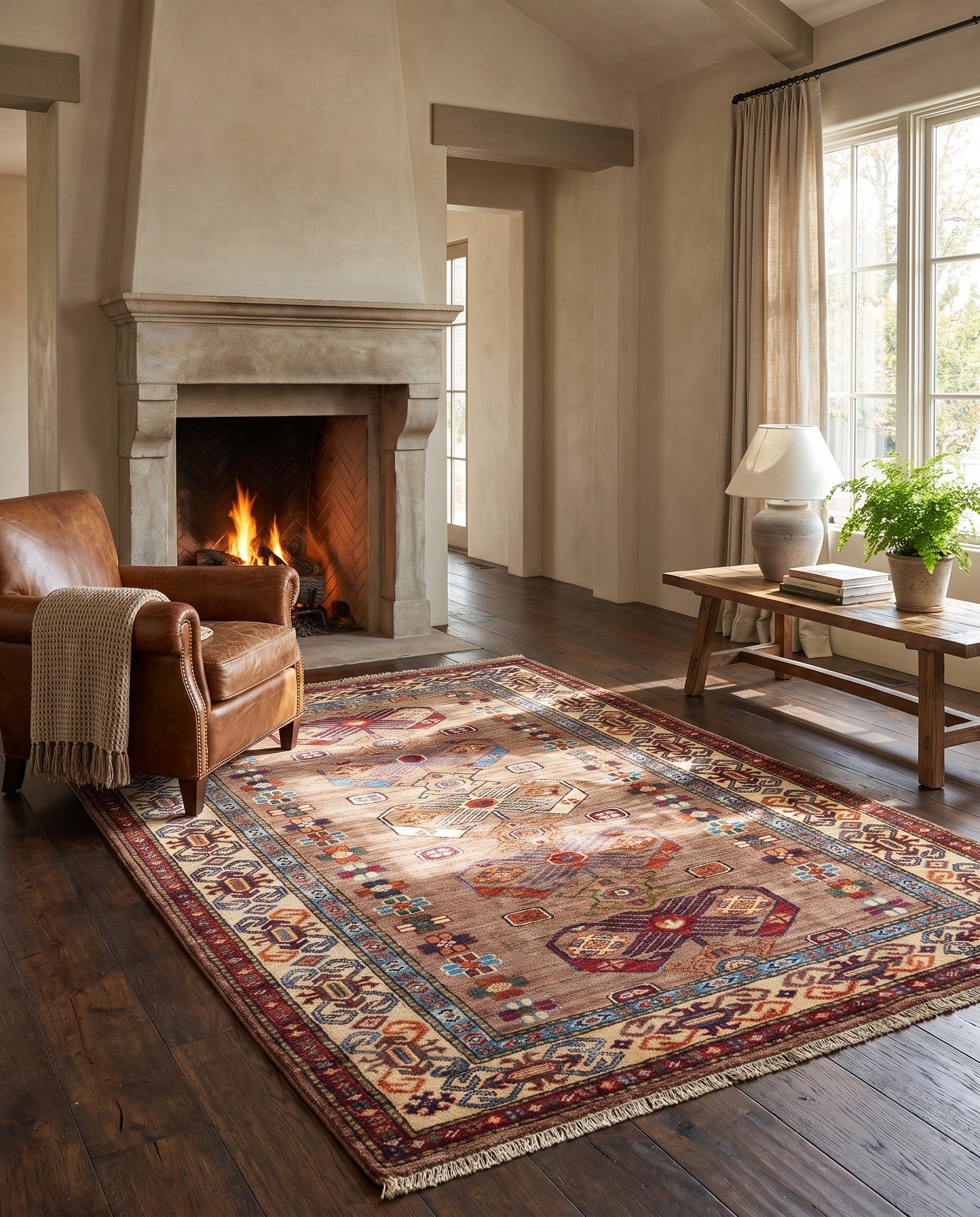 3' 5 x 5' Hand Knotted Kazak Rug