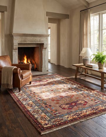 3' 5 x 5' Hand Knotted Kazak Rug