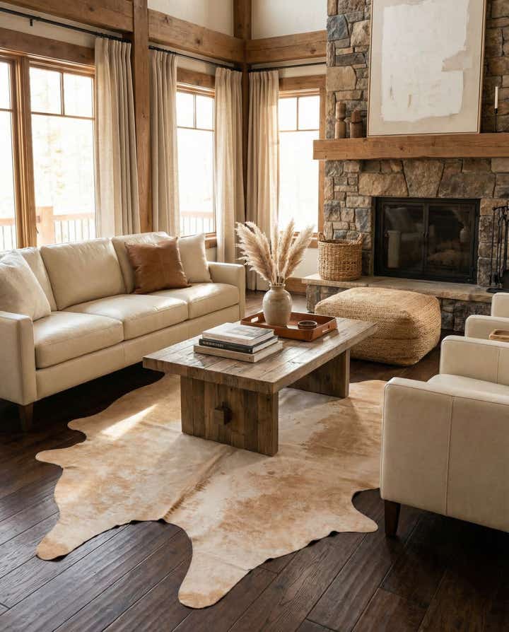 6' 1 x 6' 7 Cowhide Leather Square Rug