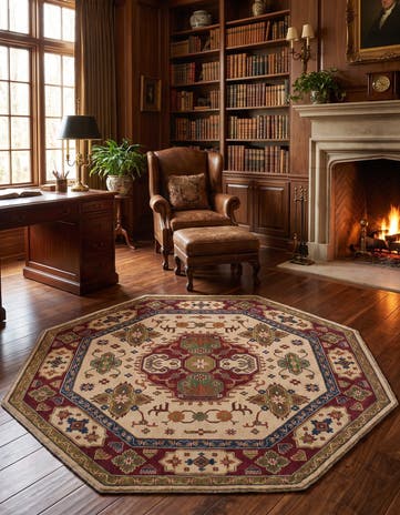 6' 5 x 6' 6 Hand Knotted Kazak Octagon Rug