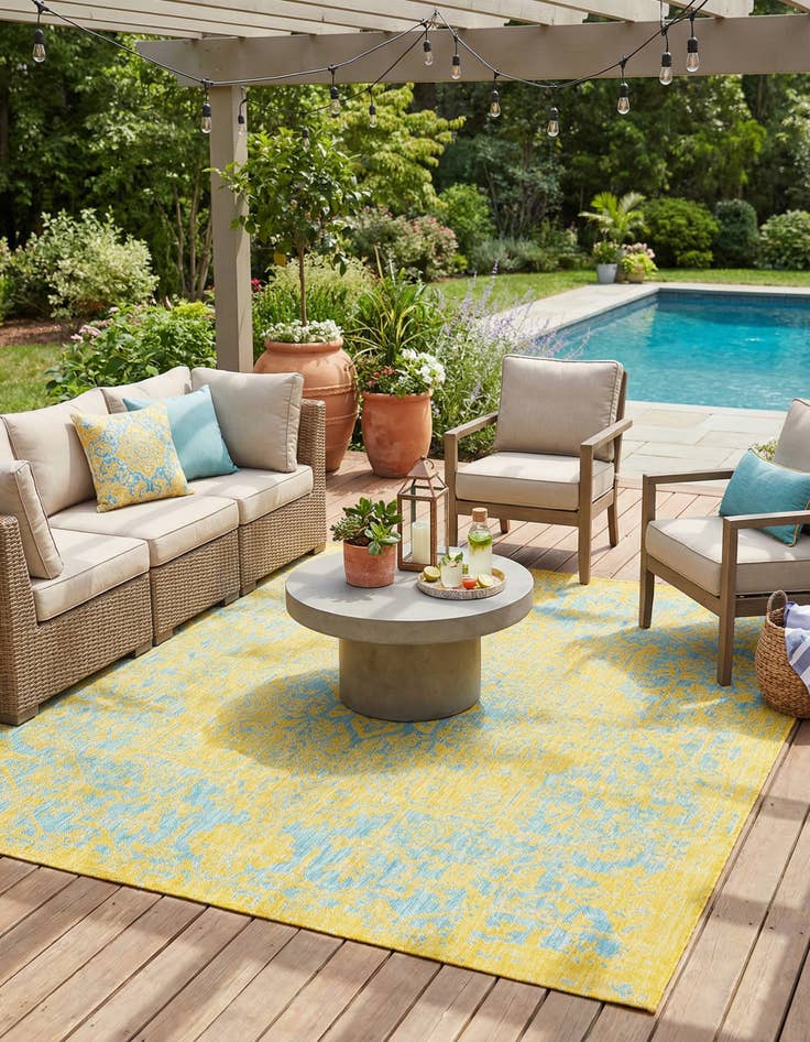 Detail image of 7' 10 x 7' 10  Washable Jill Zarin Dubai Indoor / Outdoor Square Rug