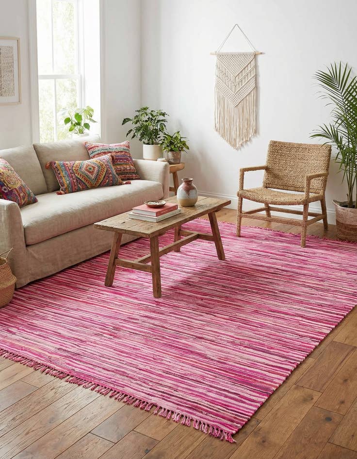 Detail image of 9' x 12'  Hand Woven Chindi Cotton Rug