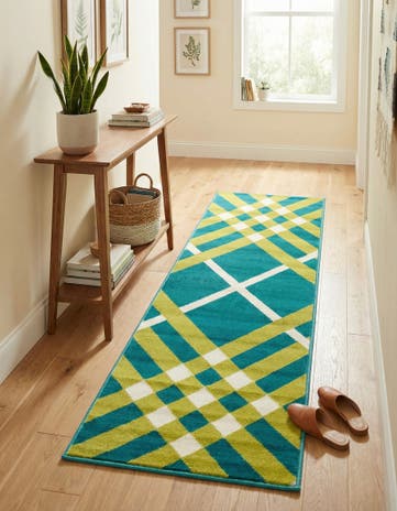 Green Open Hearts Runner Rug