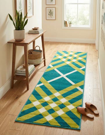 Jane Seymour Green Open Hearts Runner Rug