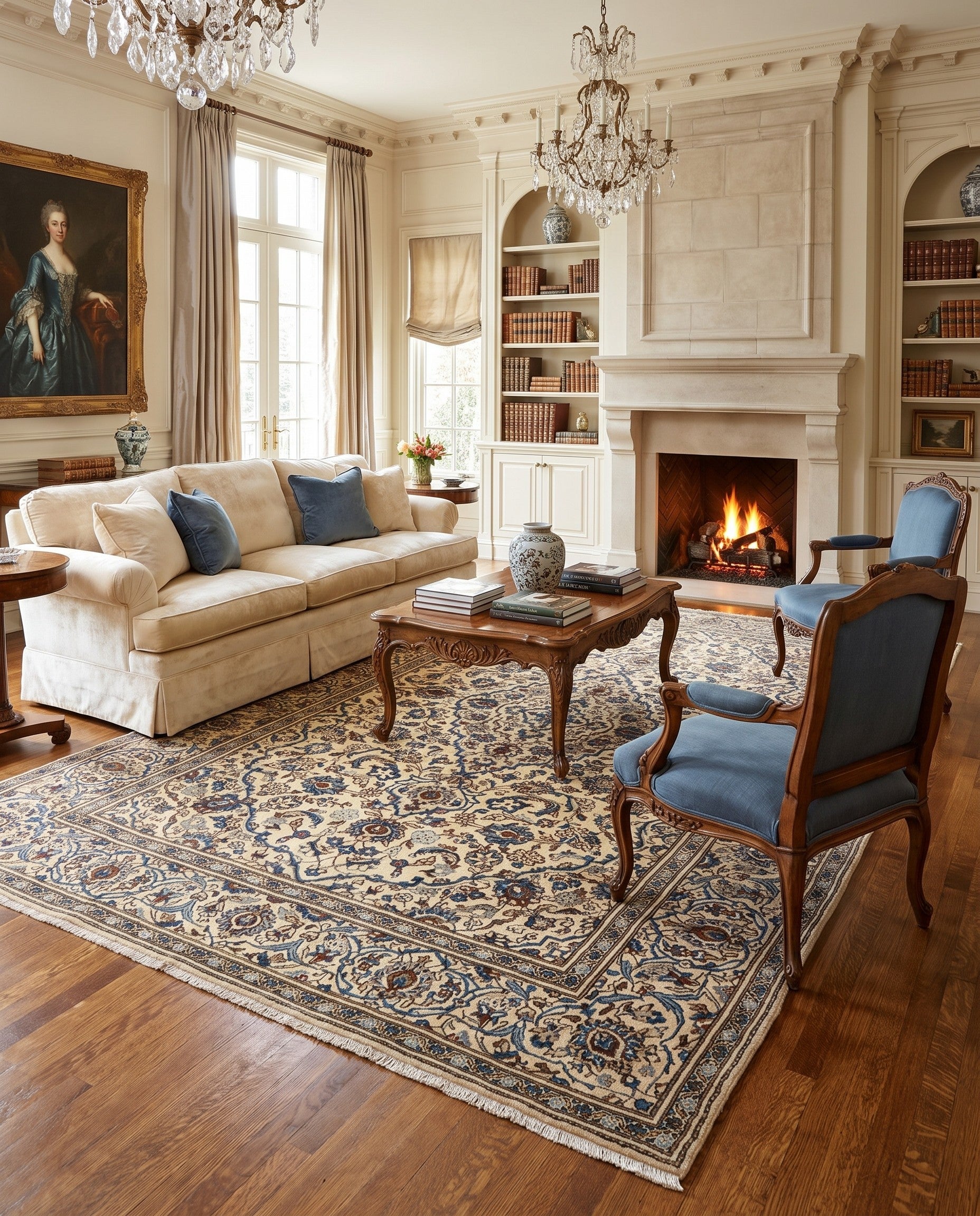 7' 11 x 11' 8 Hand Knotted Kashan Persian Wool Rug