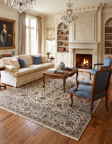 7' 11 x 11' 8 Hand Knotted Kashan Persian Wool Rug