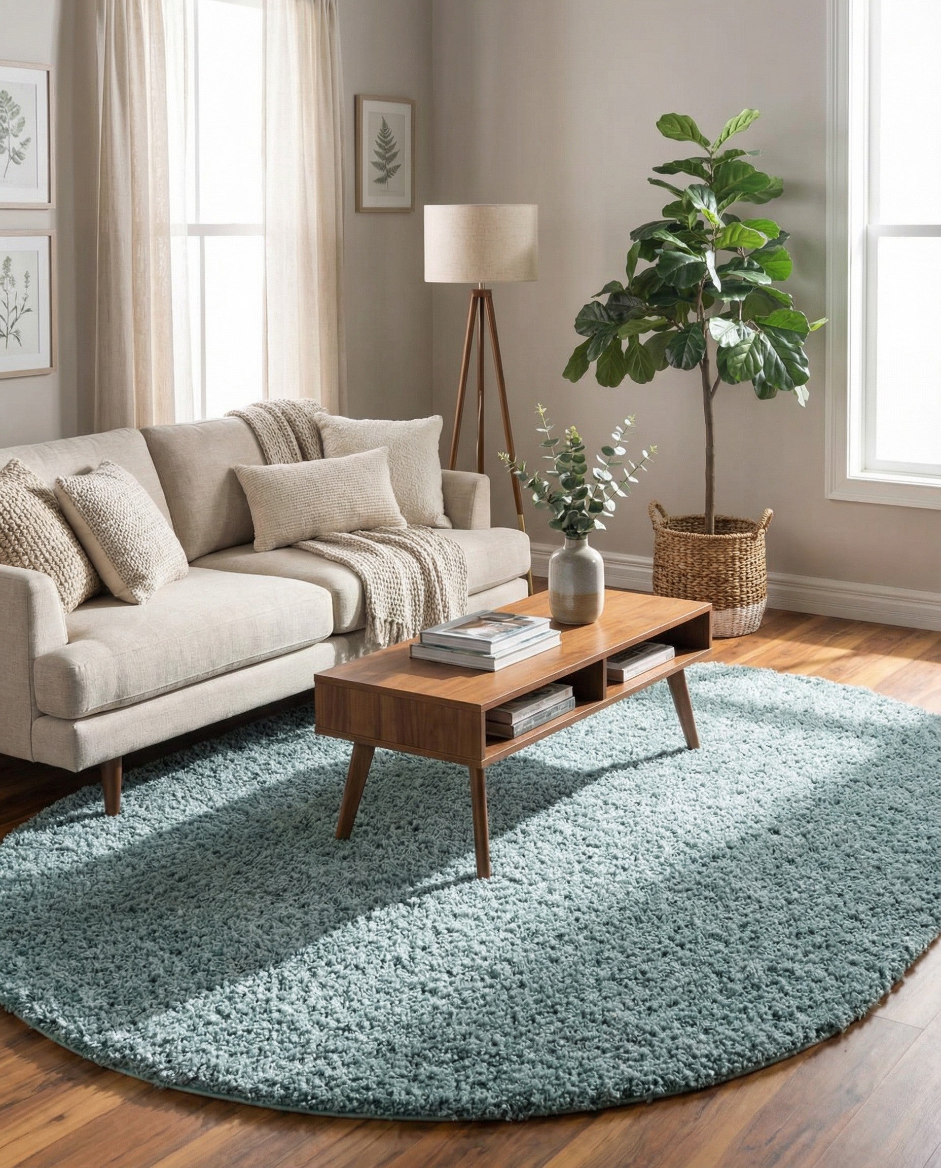 7' 10 x 10' Solid Shag Oval Rug