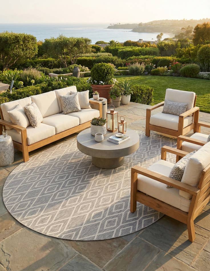 Detail image of 7' 10 x 10' Easy-Clean Jill Zarin Turks and Caicos Indoor / Outdoor Oval Rug