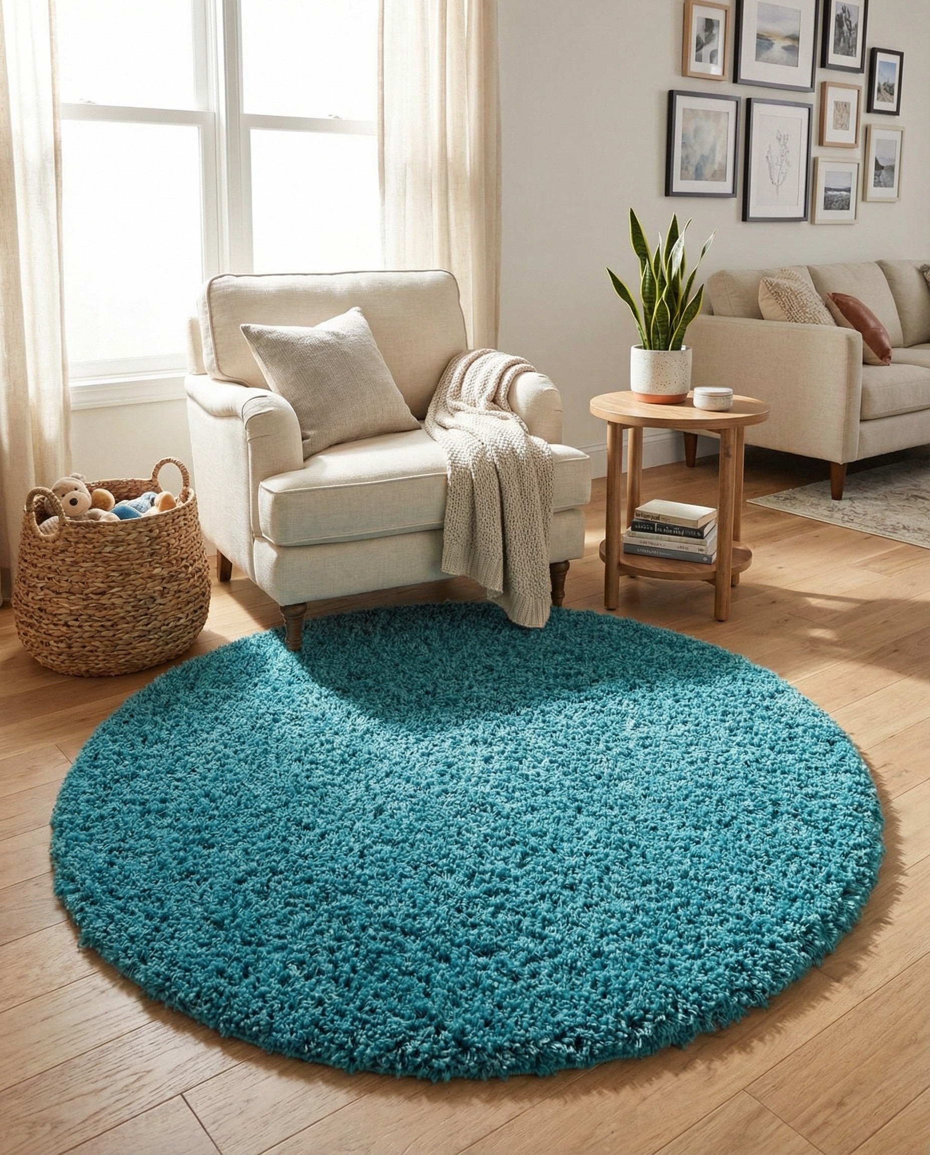 6' x 6' Solid Shag Round Rug