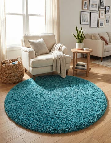 6' x 6' Solid Shag Round Rug