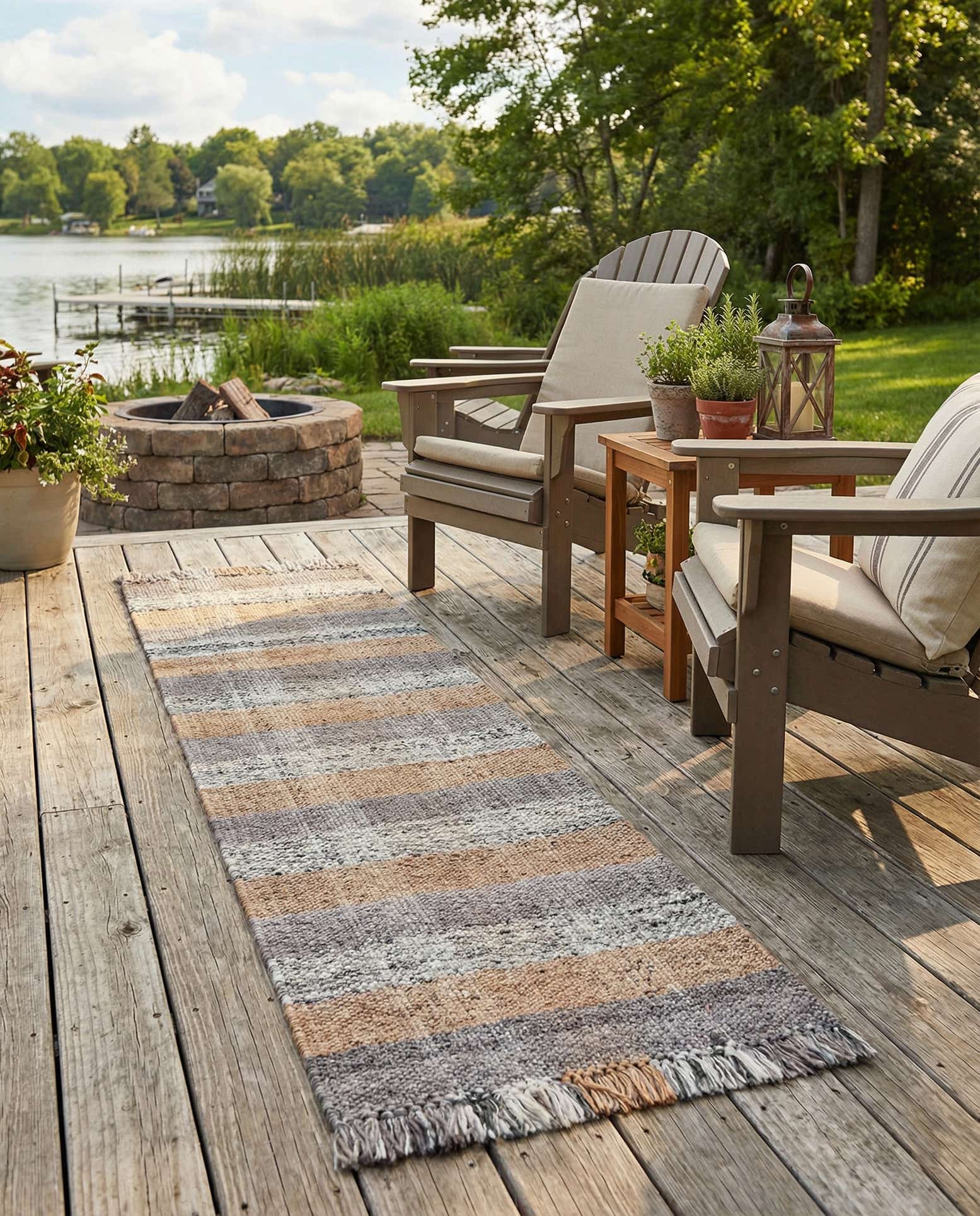 2' x 8' Easy-Clean Eco Plaid Washable Indoor / Outdoor Runner Rug