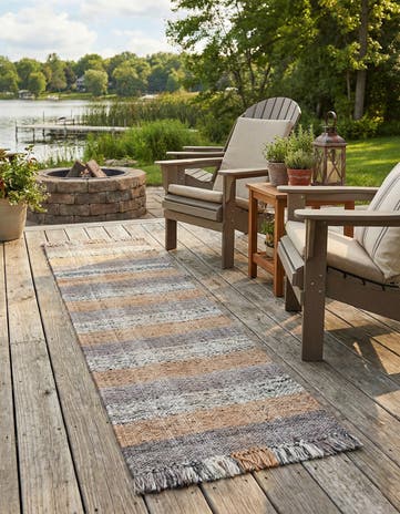 2' x 8' Easy-Clean Eco Plaid Washable Indoor / Outdoor Runner Rug