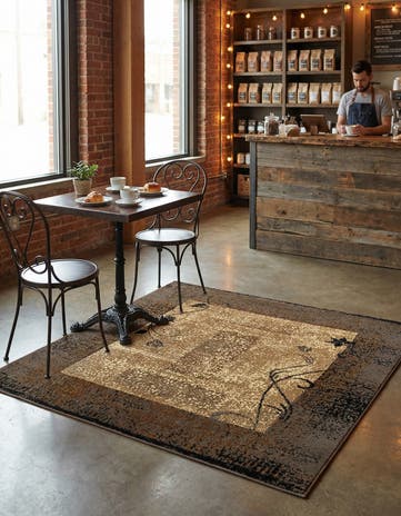 Beige Cafe Square Rug