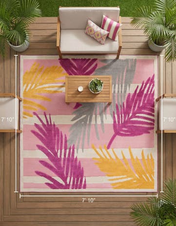 Pink Easy-Clean Aruba Indoor / Outdoor Square Rug