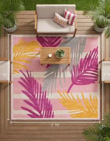 Pink Easy-Clean Aruba Indoor / Outdoor Square Rug