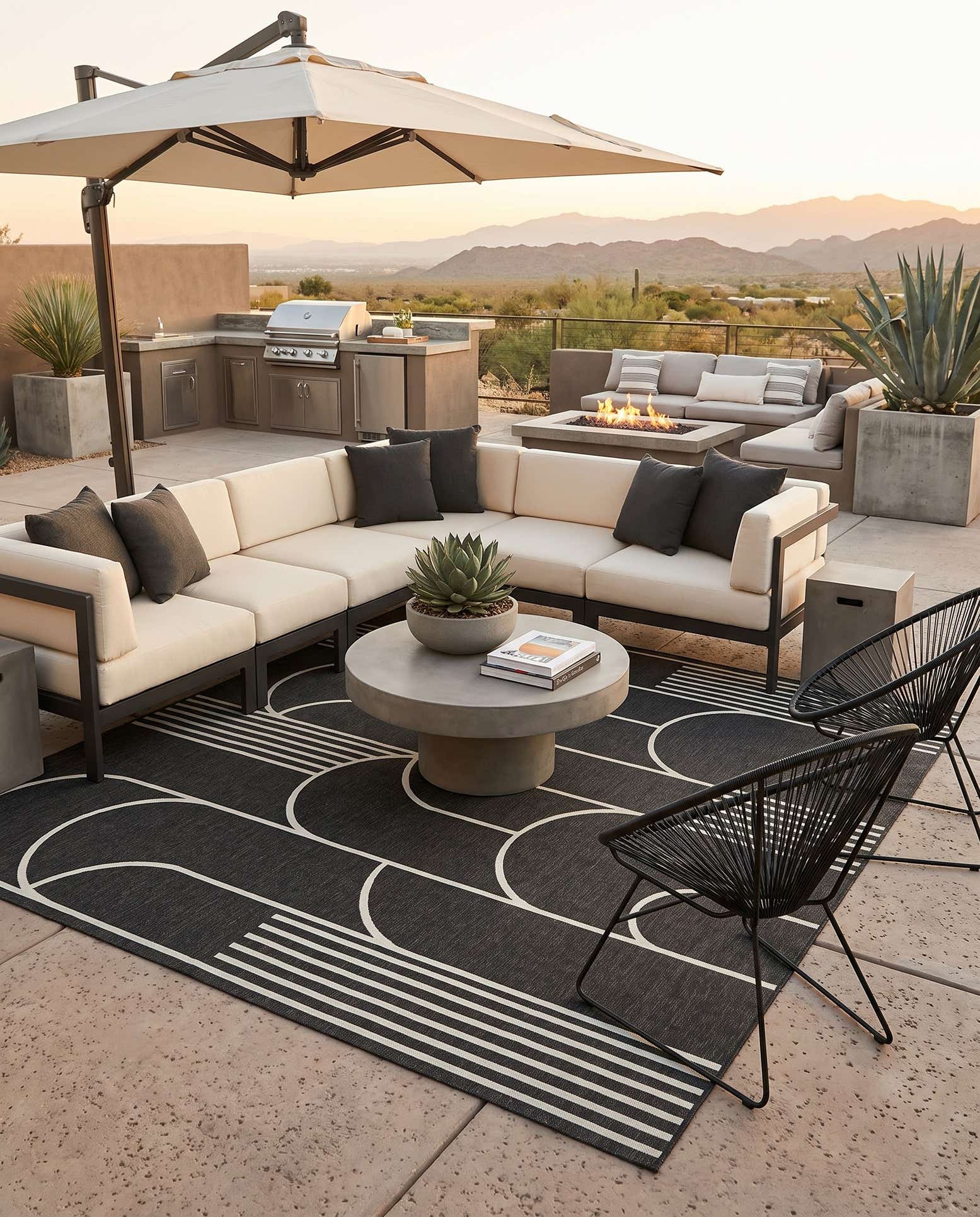 13' x 13' Easy-Clean Modern Indoor / Outdoor Square Rug
