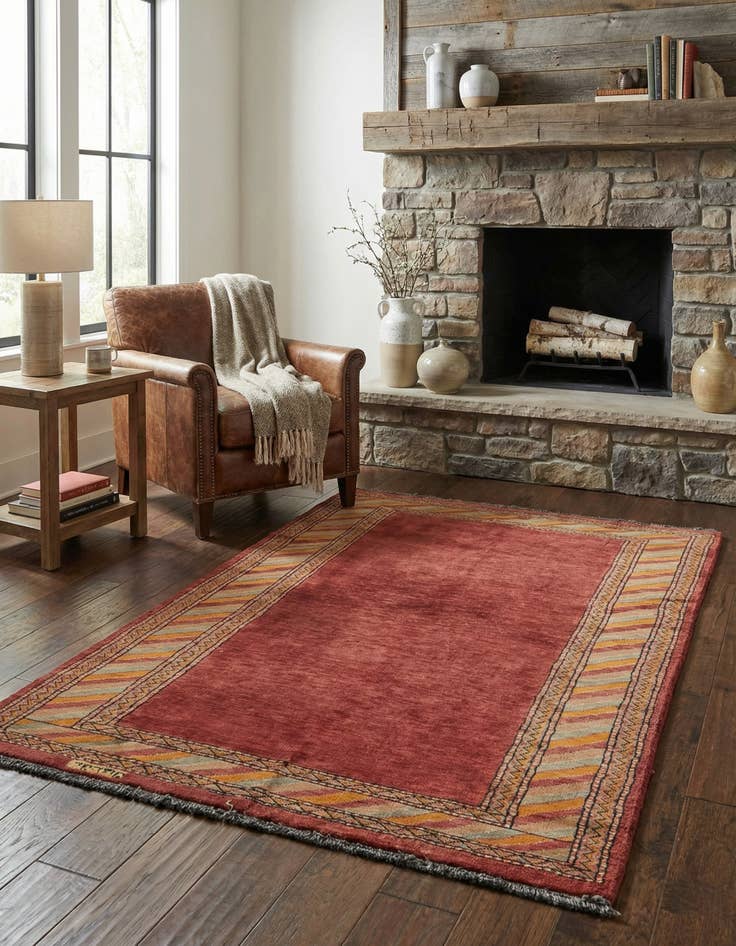 Detail image of 3' 2 x 4' 10 Hand Knotted Kashkuli Gabbeh Oriental Wool Rug