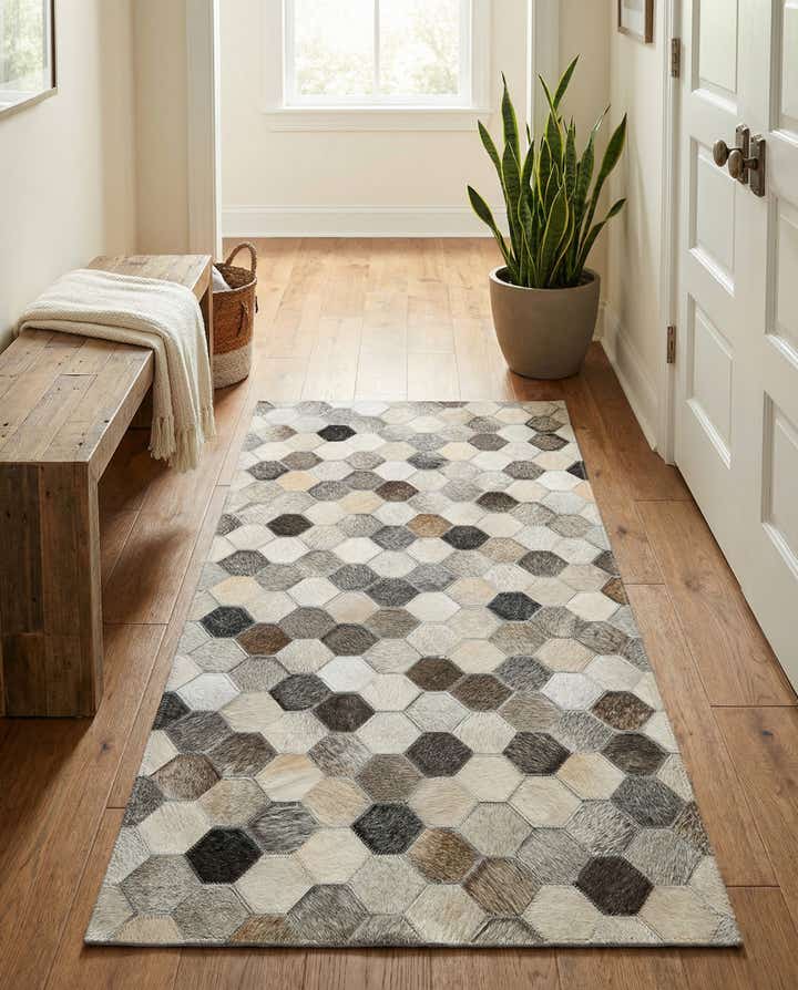 2' 2 x 4' 1 Cowhide Leather Runner Rug