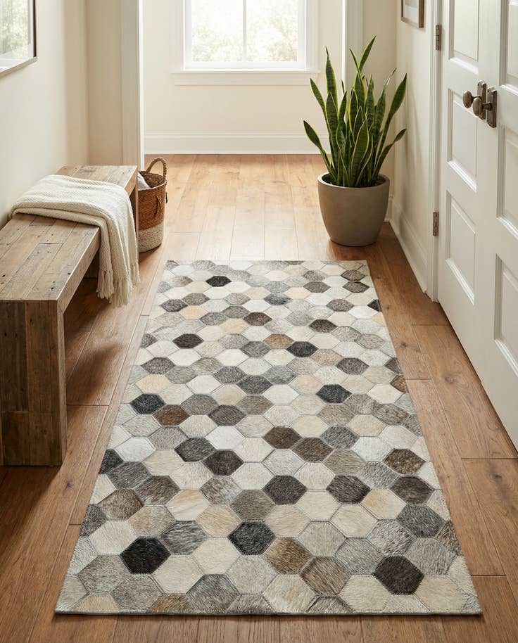 Detail image of 2' 2 x 4' 1 Cowhide Leather Runner Rug