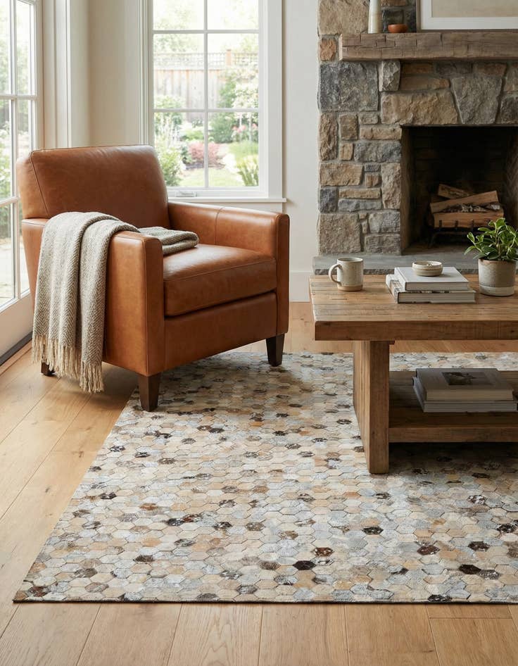 Detail image of 3' 7 x 5' 4 Cowhide Stocks Rug