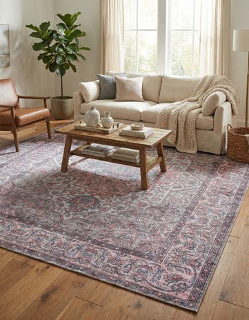 Beige and pink Washable Mangata Rug