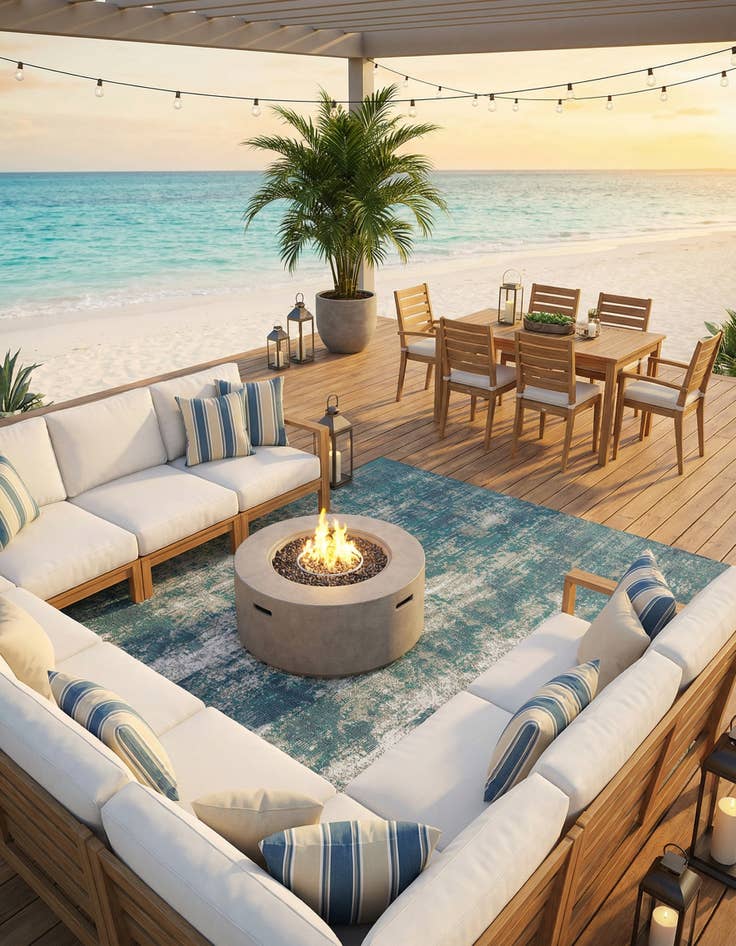 Detail image of 9' x 12'  Washable Coastal Indoor / Outdoor Rug