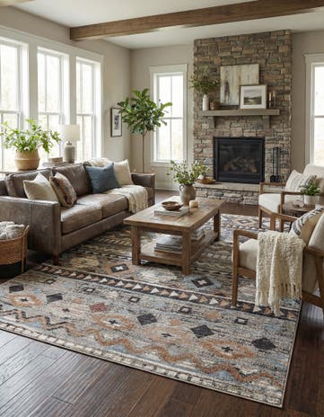 Khaki Gray Eco Southwestern Rug
