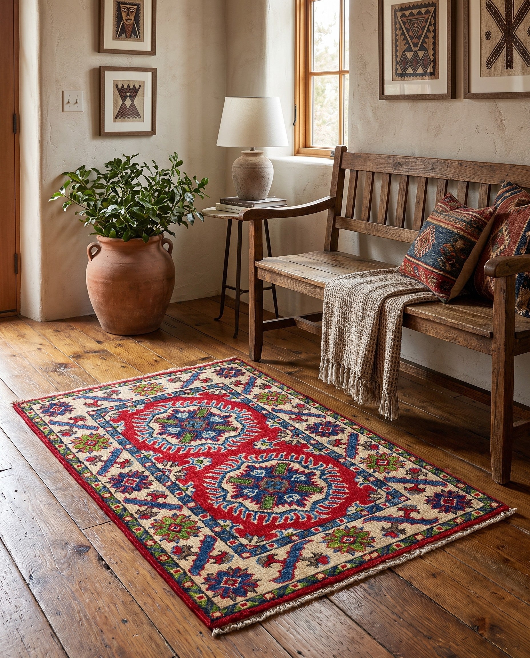 2' x 2' 11 Hand Knotted Kazak Rug